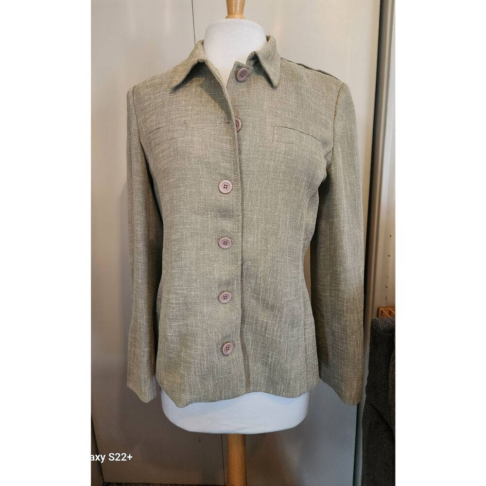 J6  Kenar women's dressy heather beige 6 button blazer long sleeve upper pockets
